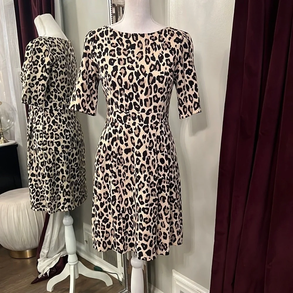Kate Spade Leopard Print Ponte Dress Size 6